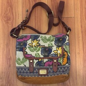Fossil Floral Crossbody Bag - Brown and Multicolor